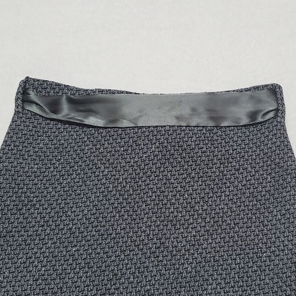 Vintage Old Navy Low Waist Grey Wool Metallic Tweed Satin Tie-Waist Midi Skirt 8 - Picture 8 of 12